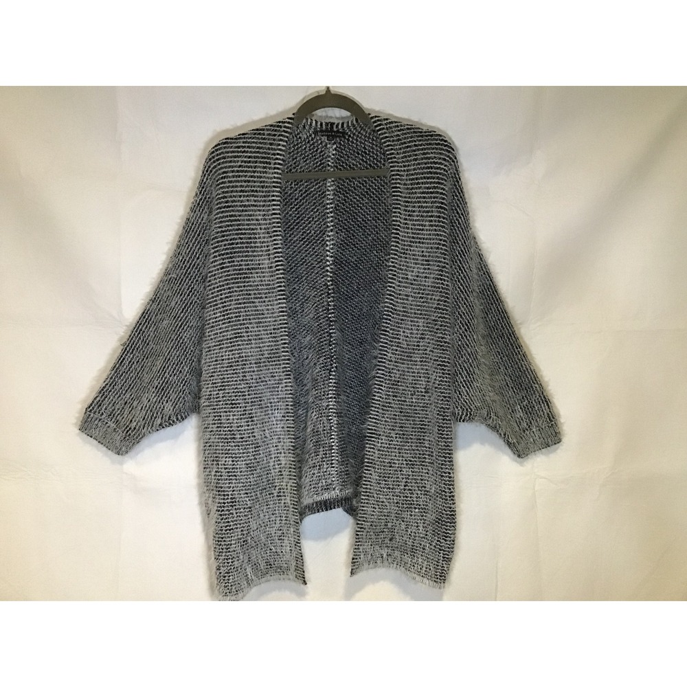 Madison & Lola Womens Black White Striped Eyelash Knit Batwing Cardigan Size M
